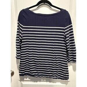 A New Day Blue Striped Nautical Top XL Women’s Shirt X-Large White